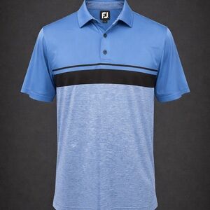 FootJoy FJ Golf Polo Men’s Medium Blue Performance Stretch Stripe Athletic